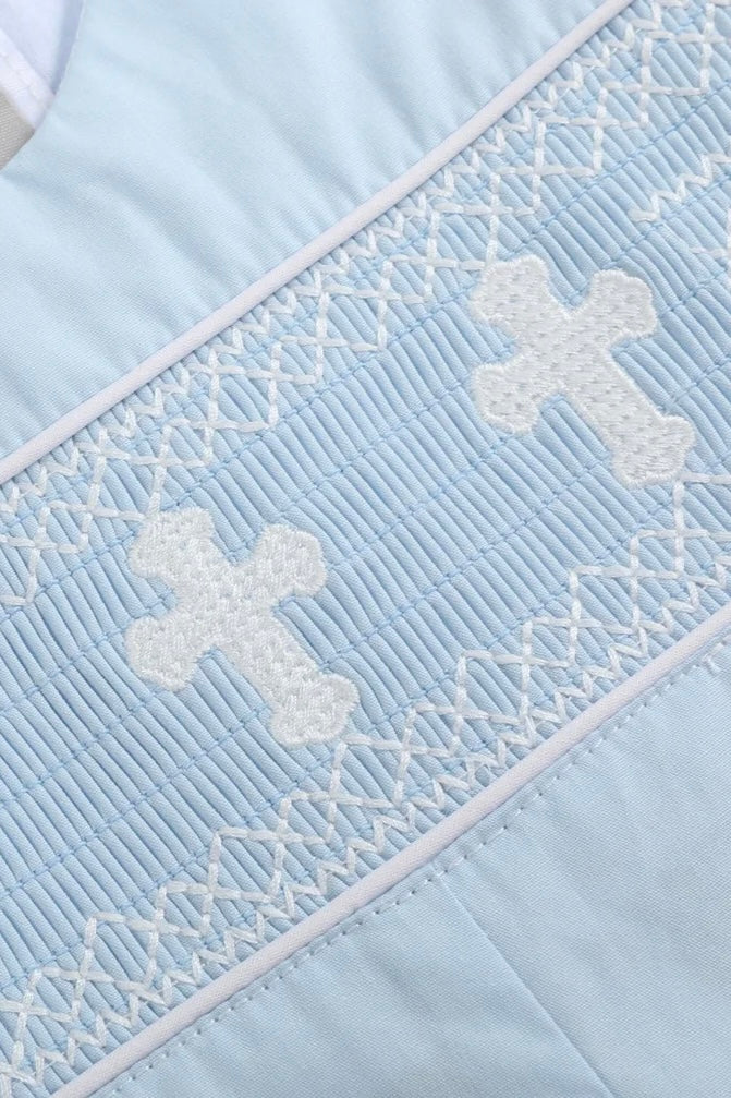 Smocked Cross Romper/Jon Jon
