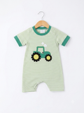 Striped Green Tractor Romper
