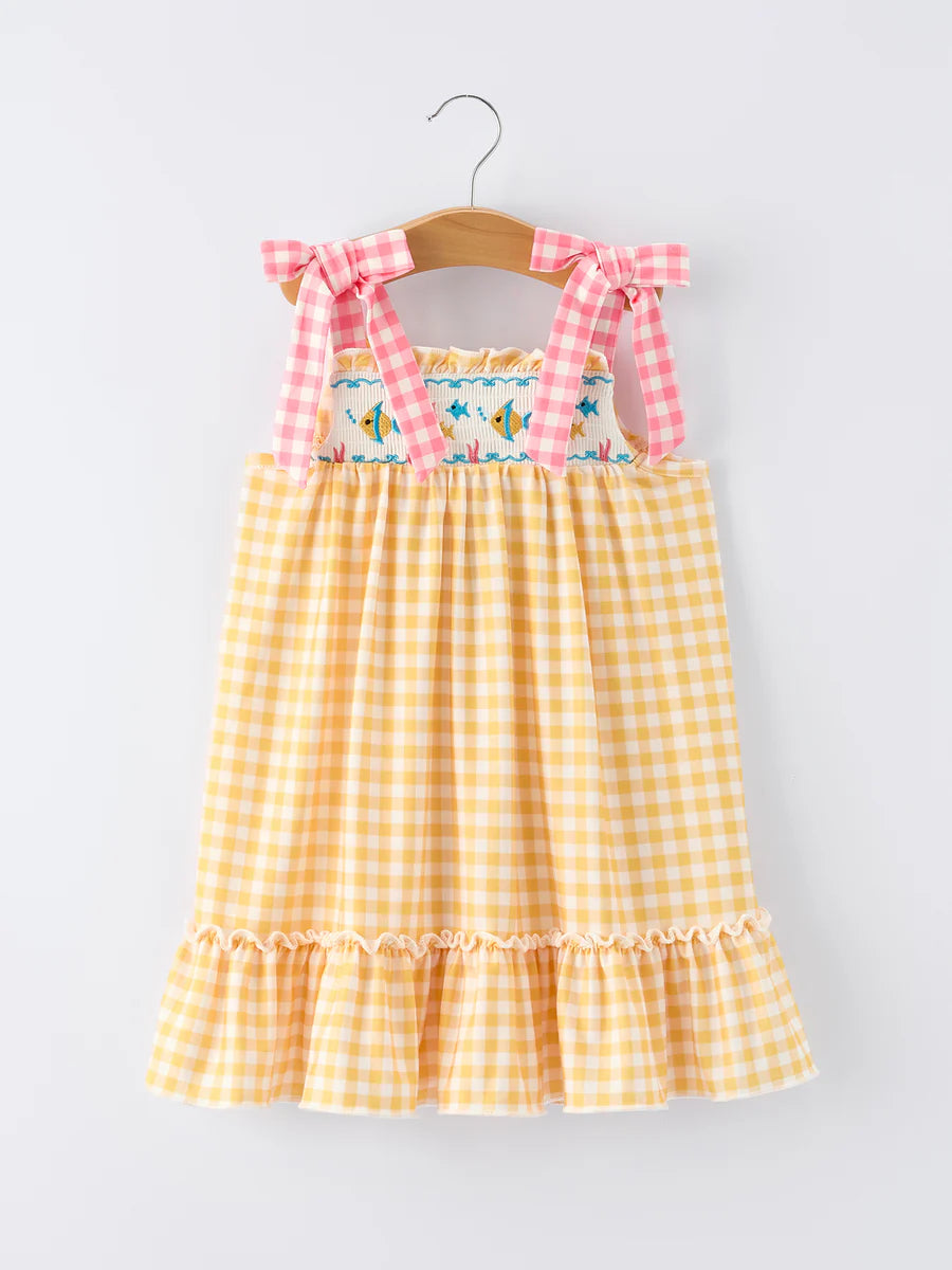 Yellow Gingham Fish Dress