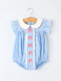 Bow Striped Romper (Blue)