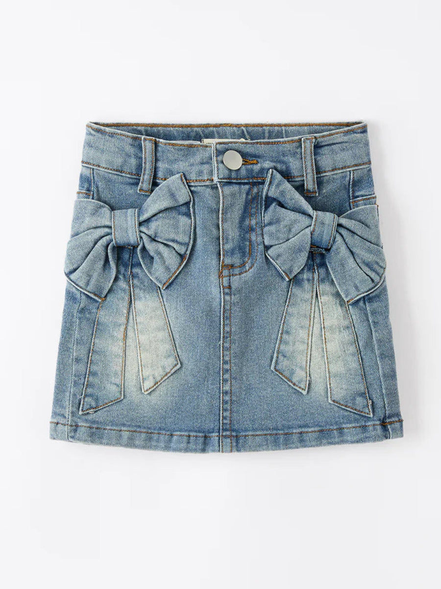 Bow Denim Skirt