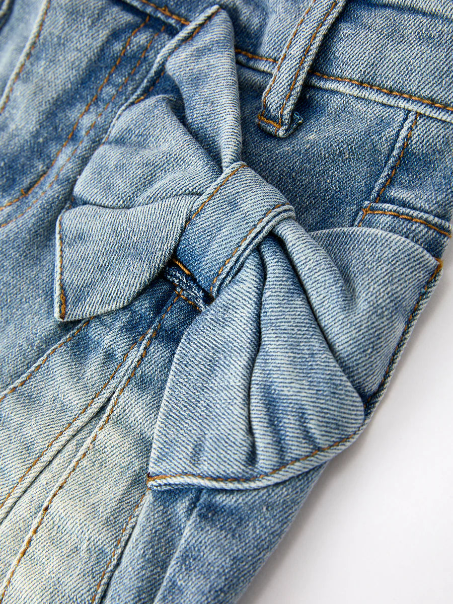 Bow Denim Skirt