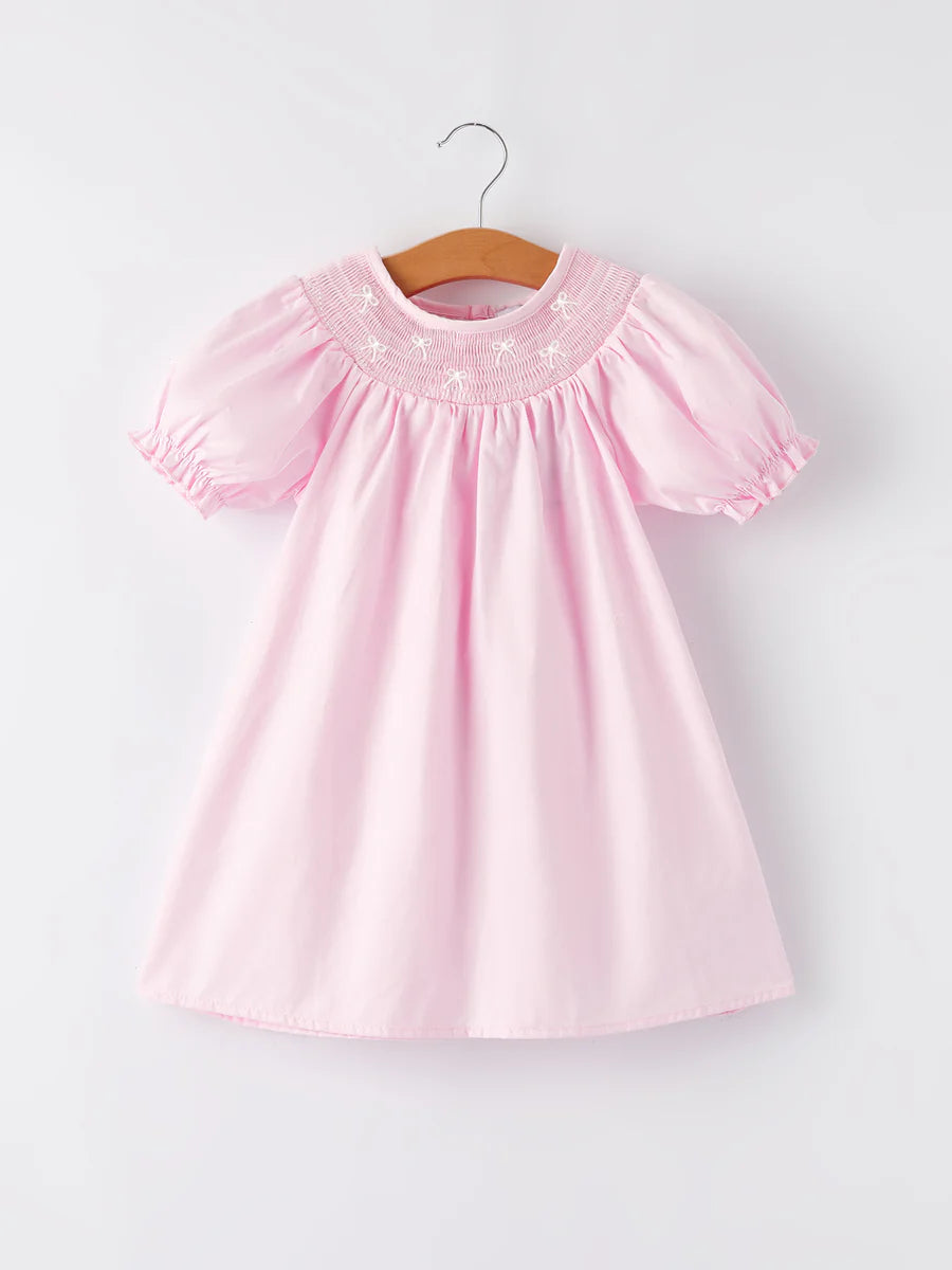 White & Pink Bow Dress