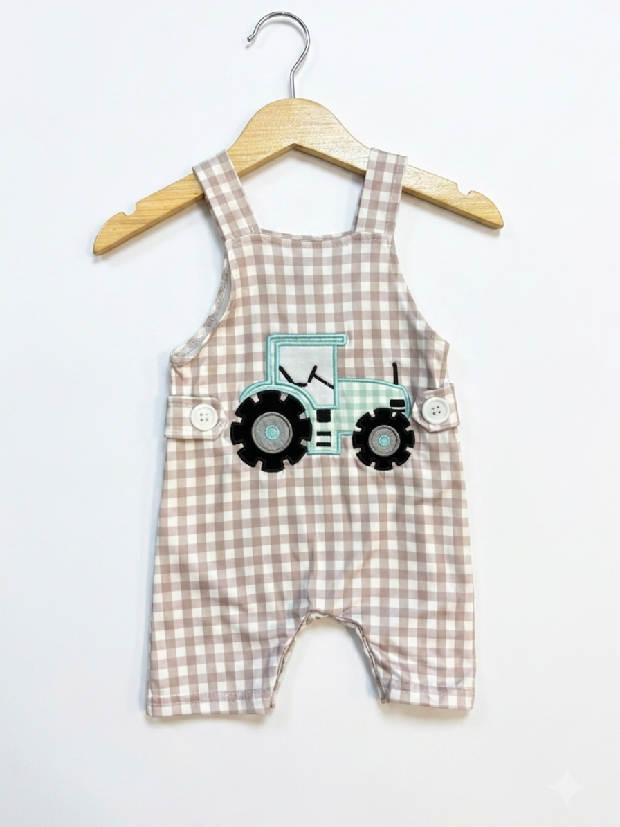 Plaid Tractor Romper