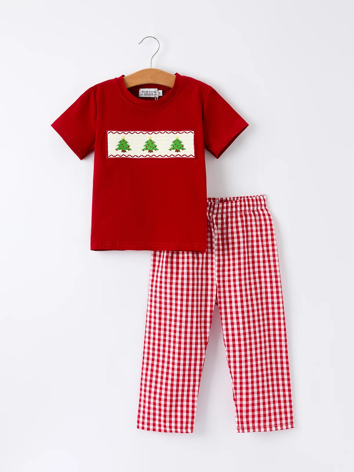 Boys Plaid Christmas Tree 2-Piece Set