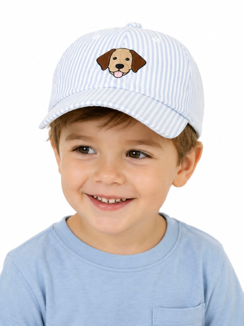 Striped Hat with Dog