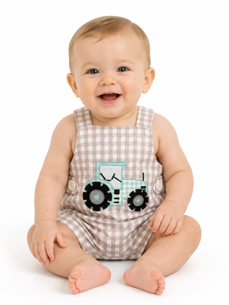 Plaid Tractor Romper