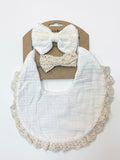 Bib and Bow Set (white)
