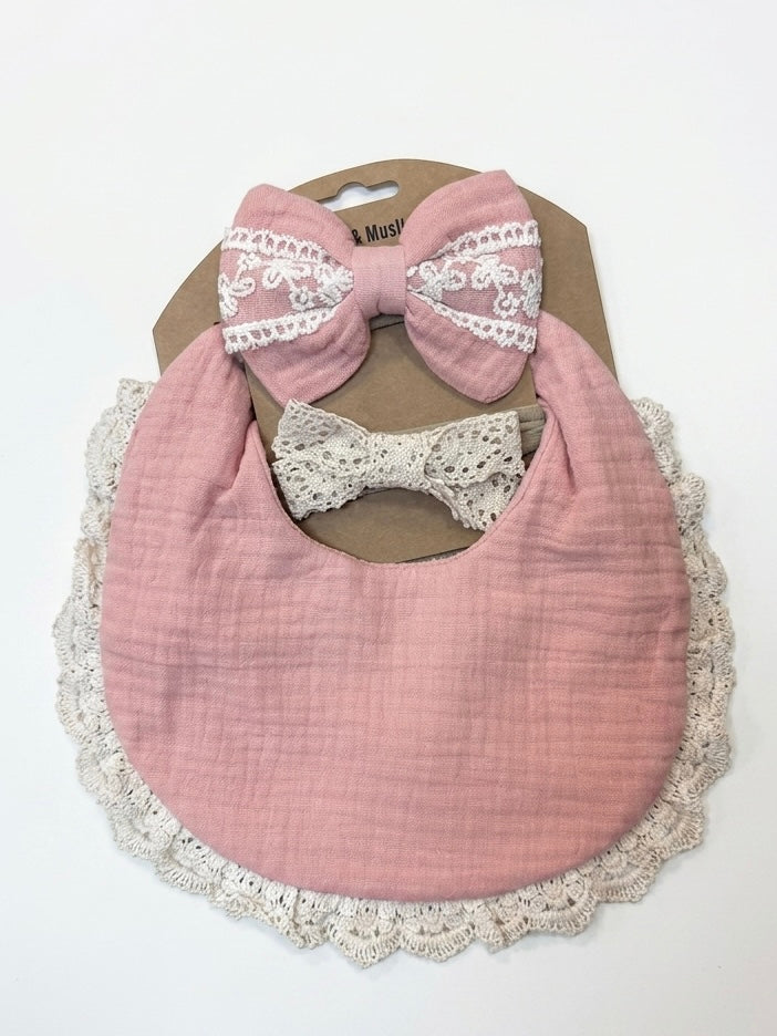 Bib and Bow Set (pink)