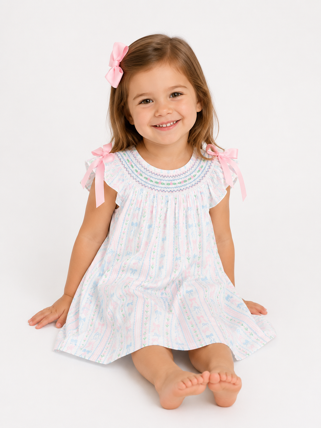 Bow/Flower Striped Dress