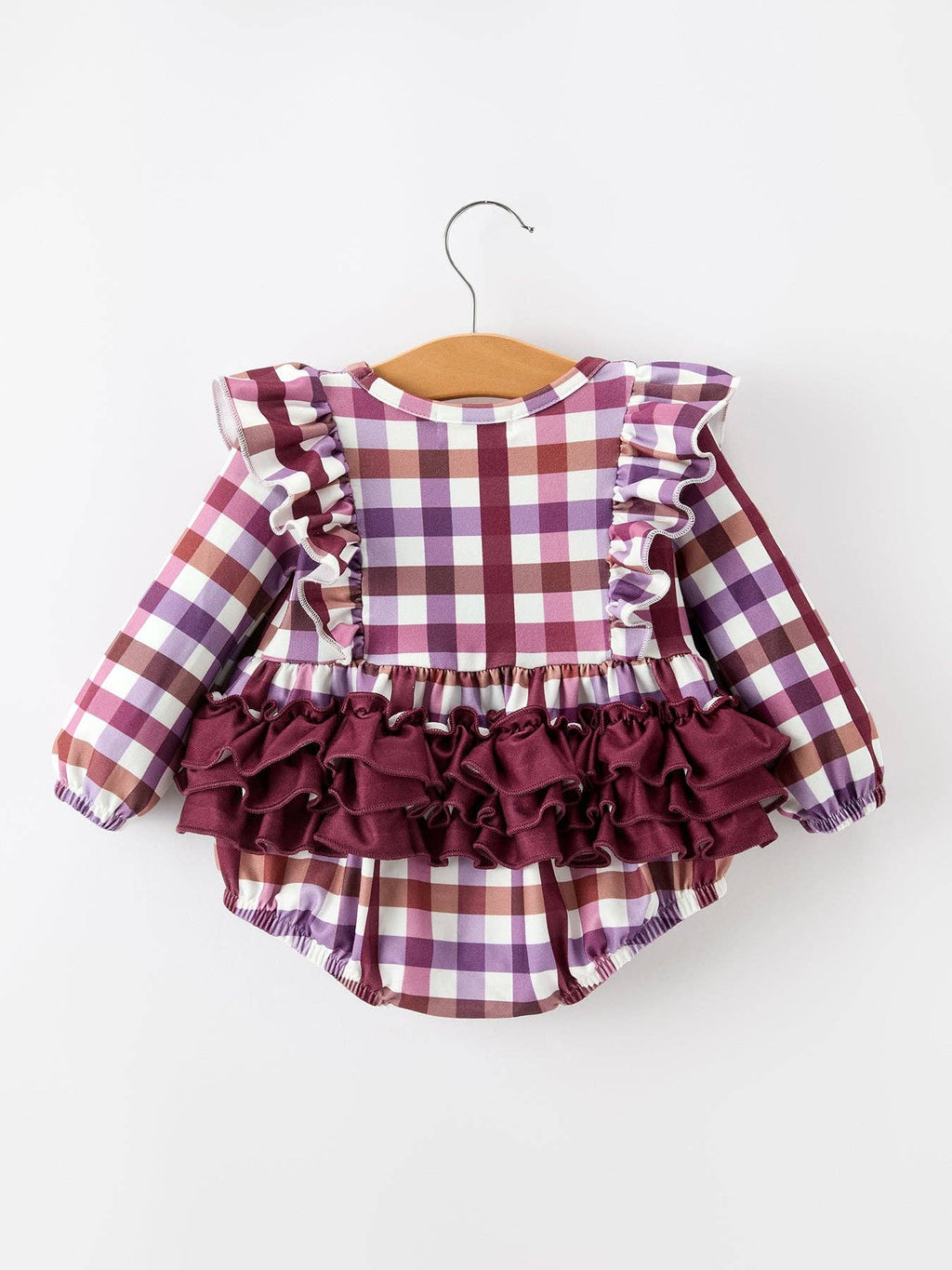 Purple Plaid Ruffle Romper