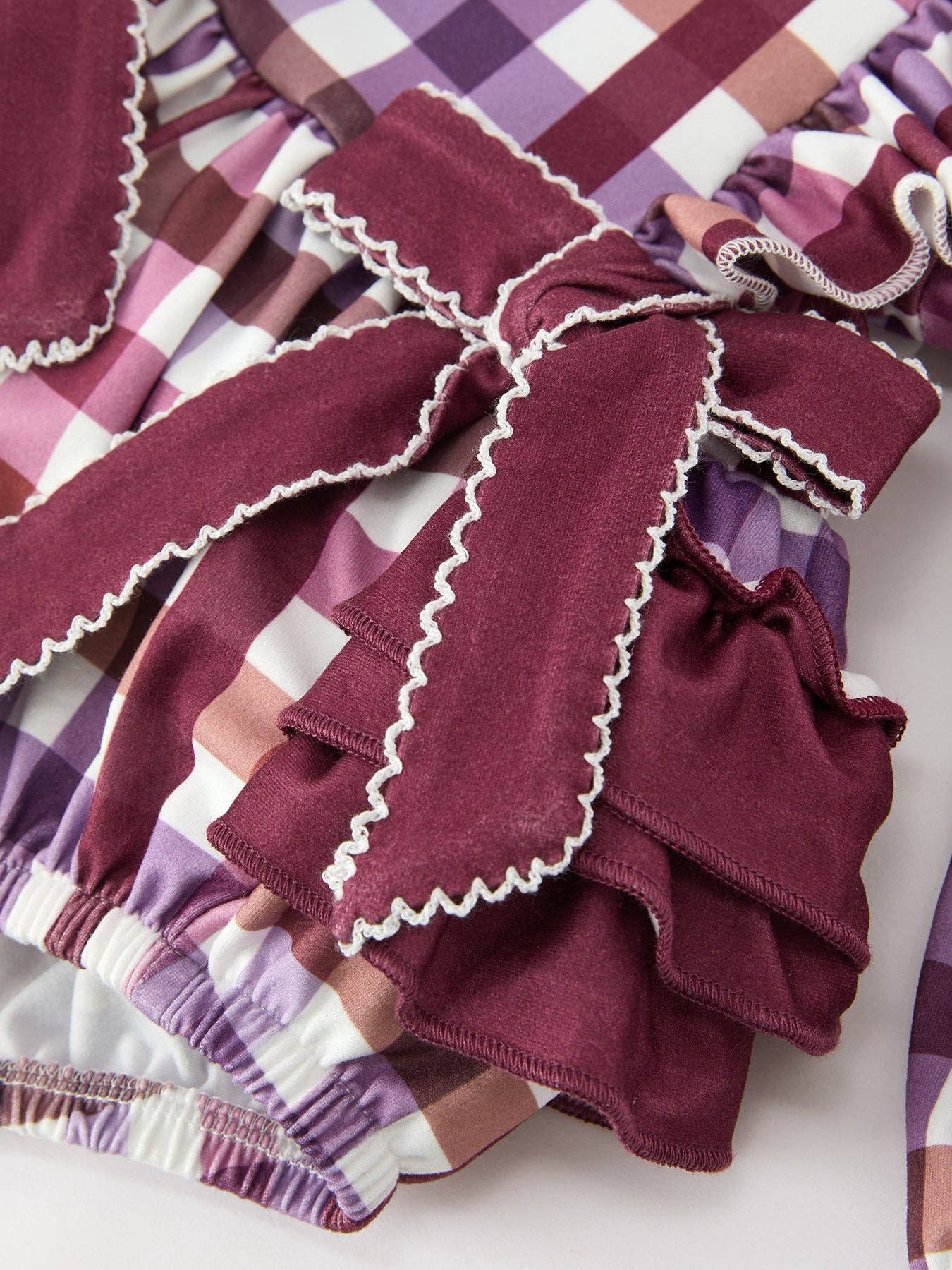 Purple Plaid Ruffle Romper
