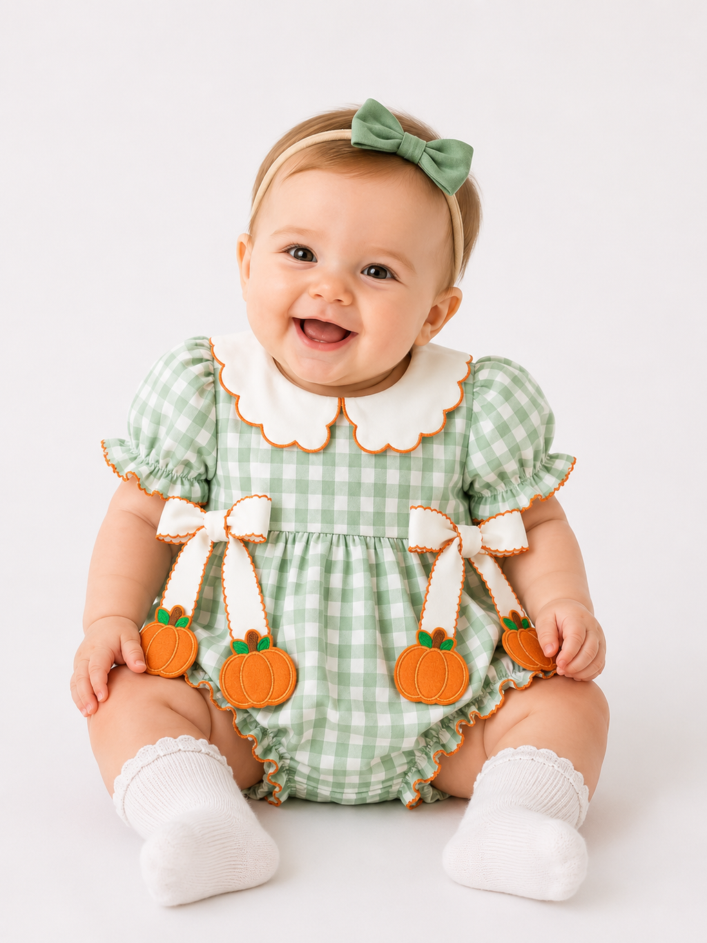 Green Plaid Ruffle Romper
