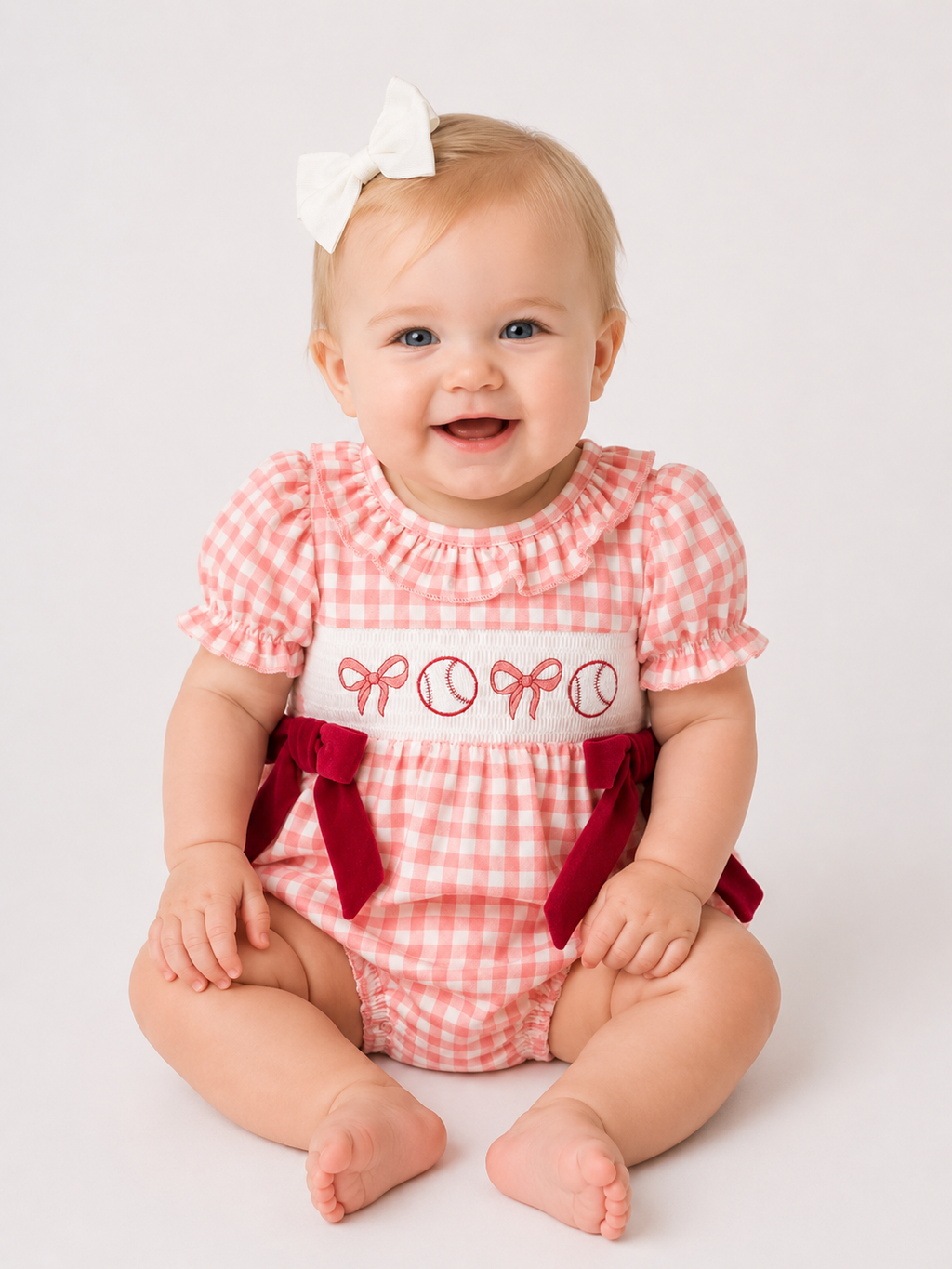 Baseball Bow Romper