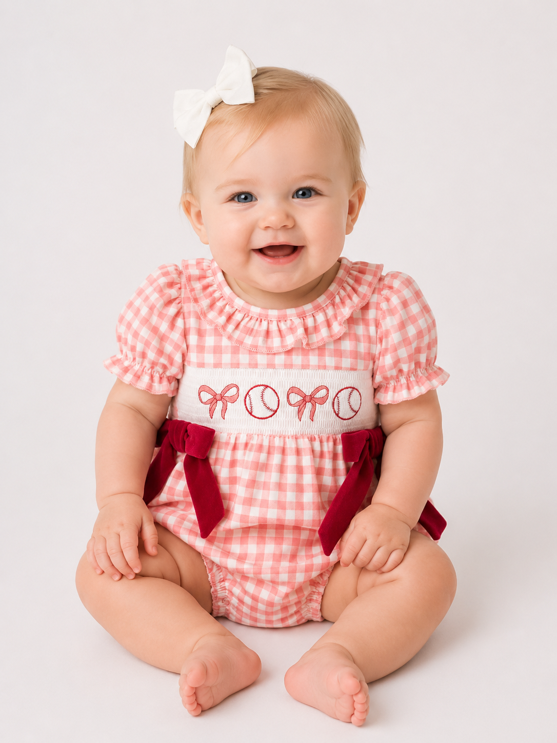 Baseball Bow Romper