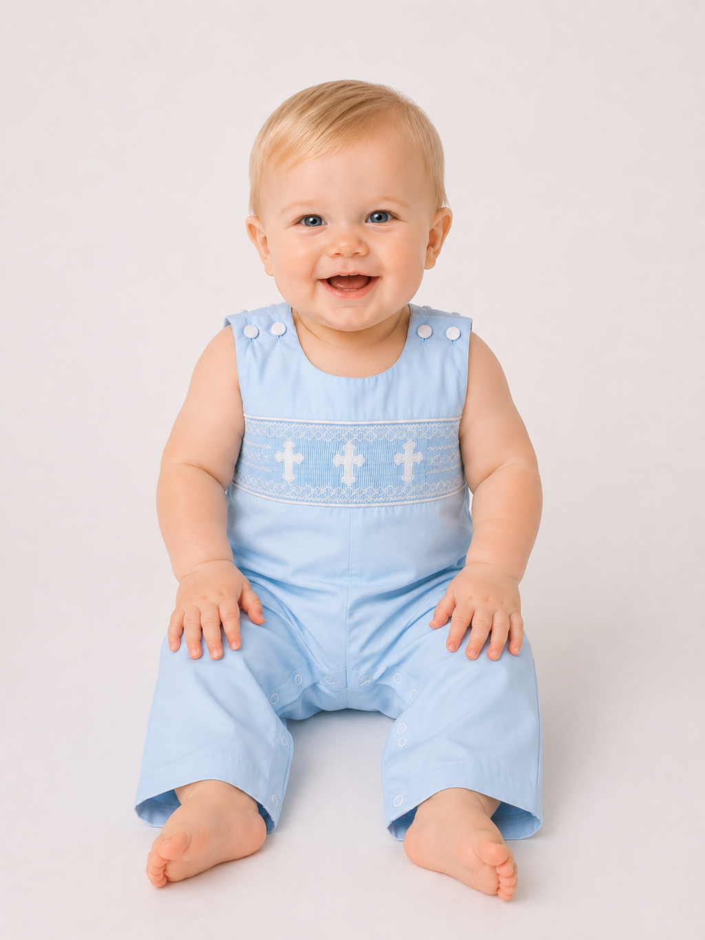 Smocked Cross Romper/Jon Jon