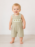 Green Plaid Fish Romper/Jon Jon