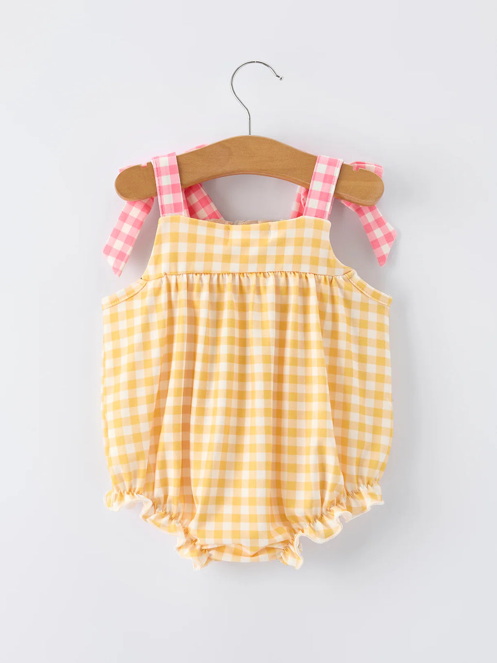 Yellow Gingham Fish Romper