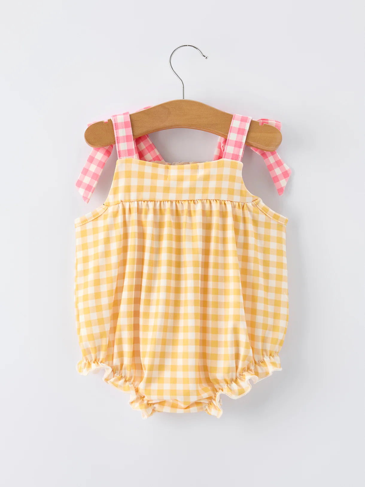 Yellow Gingham Fish Romper