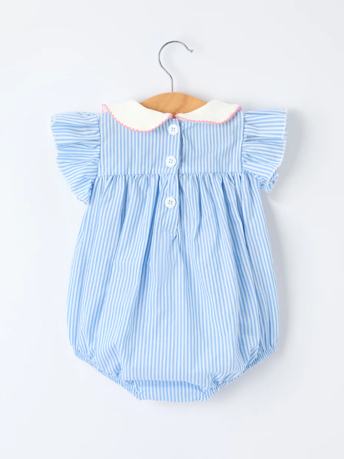 Bow Striped Romper (Blue)