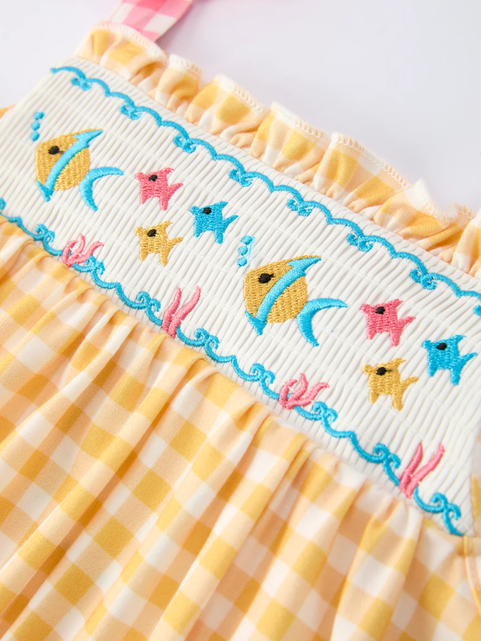 Yellow Gingham Fish Dress