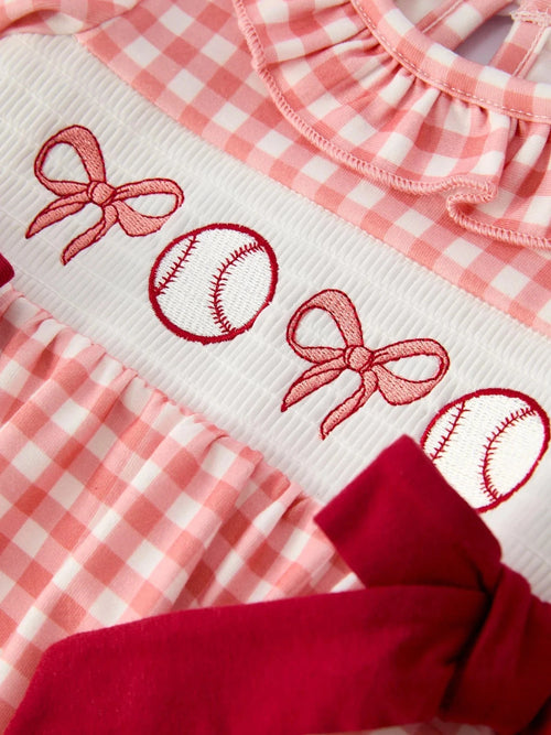 Baseball Bow Romper
